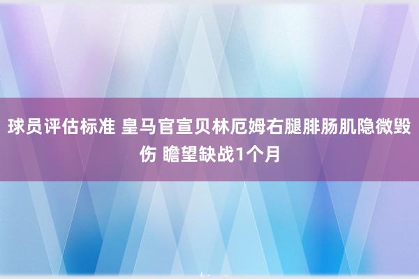 球员评估标准 皇马官宣贝林厄姆右腿腓肠肌隐微毁伤 瞻望缺战1个月