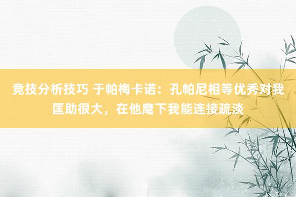 竞技分析技巧 于帕梅卡诺：孔帕尼相等优秀对我匡助很大，在他麾下我能连接疏淡