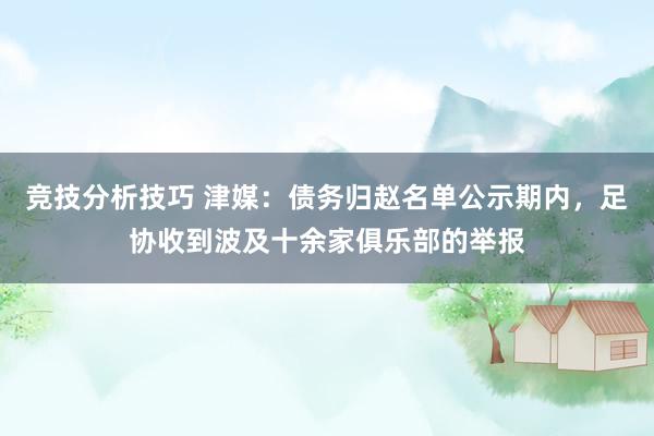 竞技分析技巧 津媒：债务归赵名单公示期内，足协收到波及十余家俱乐部的举报