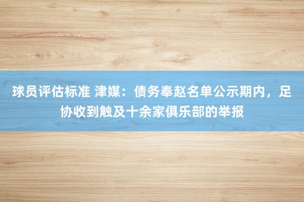 球员评估标准 津媒：债务奉赵名单公示期内，足协收到触及十余家俱乐部的举报