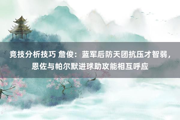 竞技分析技巧 詹俊：蓝军后防天团抗压才智弱，恩佐与帕尔默进球助攻能相互呼应